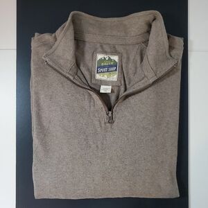 Eddie Bauer Sport Shop Cotton Quarter Zip-Up Sweater - Tan - XXL